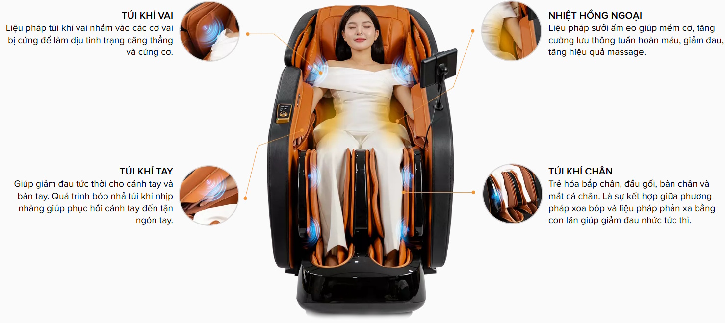 Ghế massage toàn thân Maxcare có túi khí vai Ghế massage toàn thân Maxcare