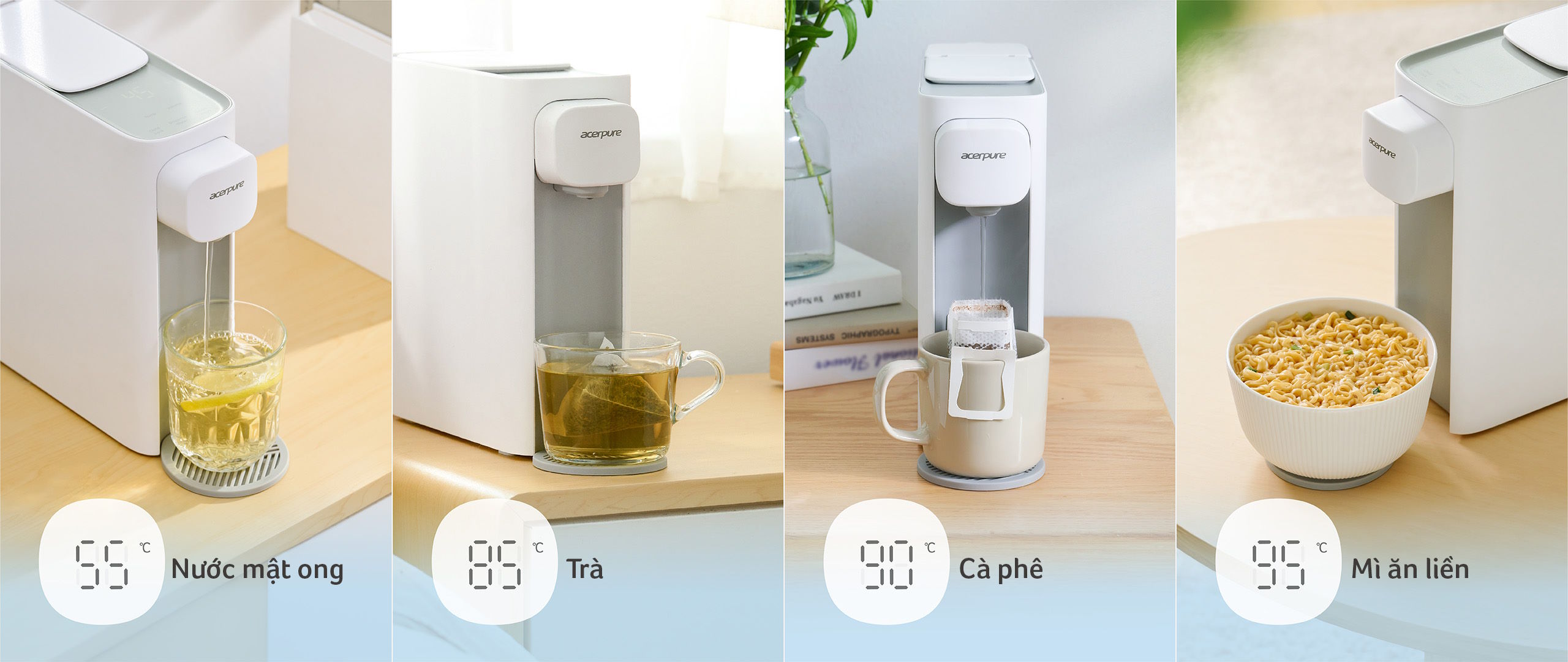 Tùy chỉnh nhiệt độ linh hoạt từ 45℃ đến 95℃ Máy lọc nước mini để bàn Acerpure Aqua WP3 WP333-20W