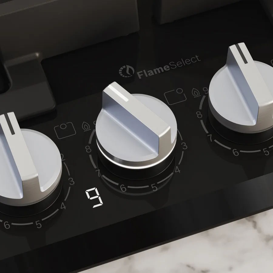 Điều khiển núm xoay kết hợp cảm ứng – Chính xác đến từng mức lửa Bếp gas Bosch PRS9A6H40