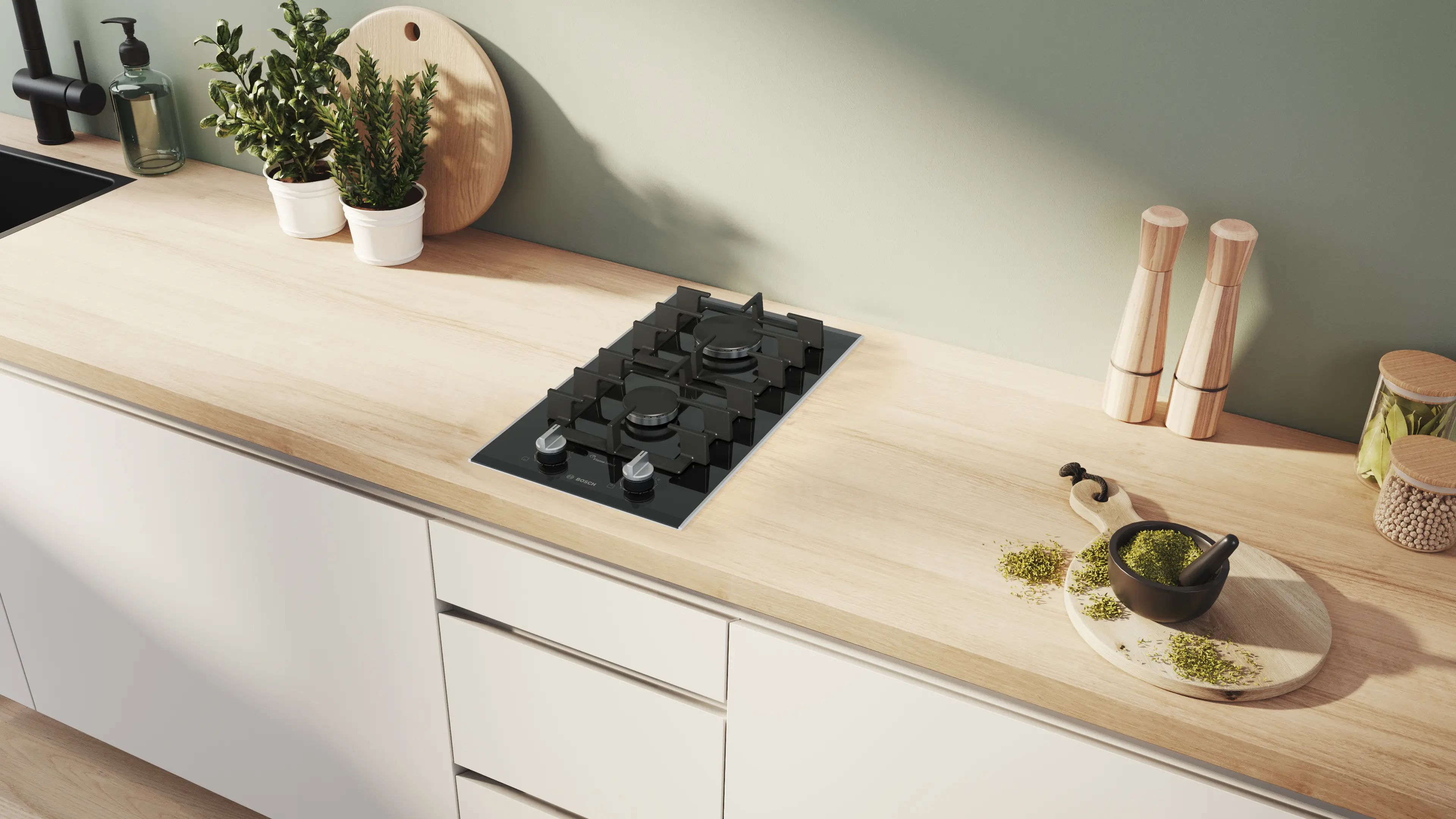 Thiết kế Domino sang trọng – Điểm nhấn tinh tế cho gian bếp Bếp gas Domino Bosch PRB3A6I40 - 2 vùng nấu