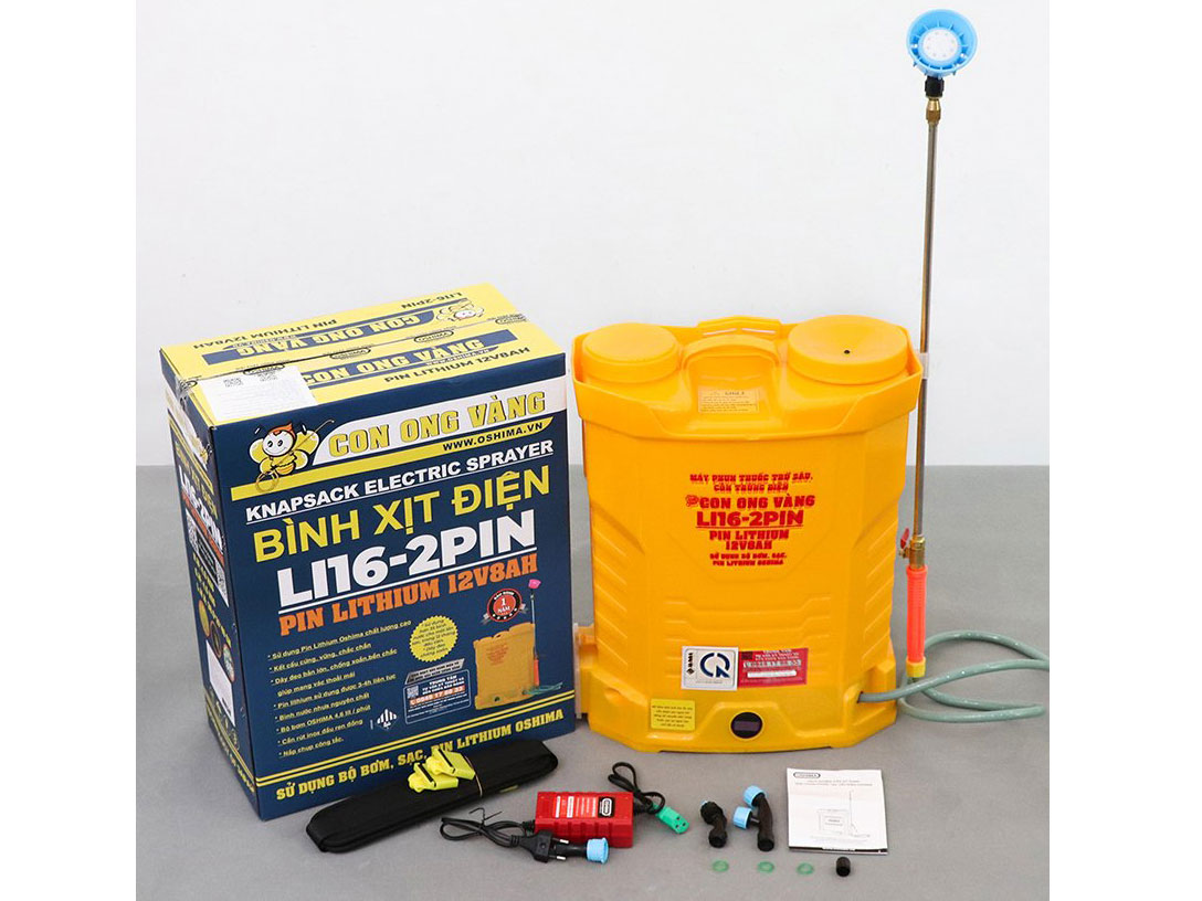 Máy phun thuốc trừ sâu, côn trùng điện Con Ong Vàng Li16 (1 pin)