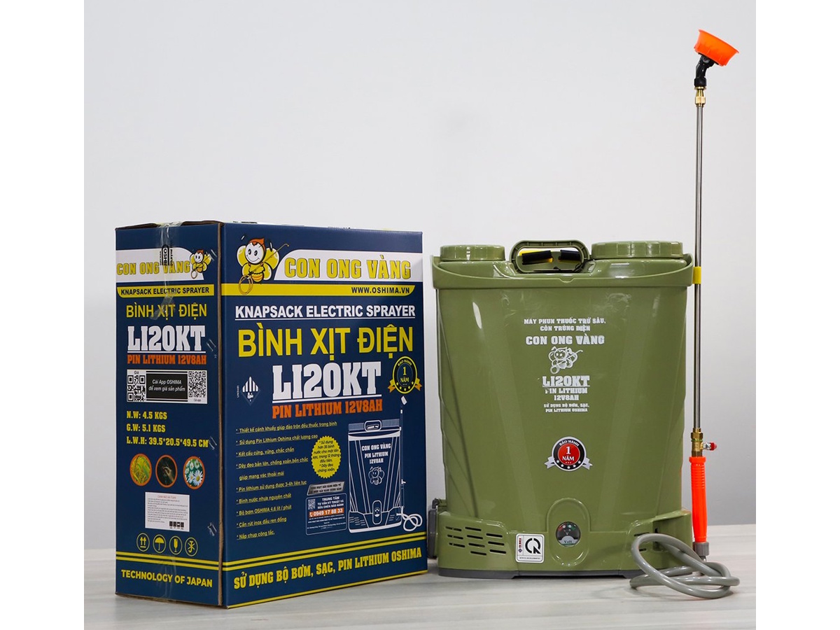 Máy phun thuốc trừ sâu, côn trùng điện Con Ong Vàng Li20KT Máy phun thuốc trừ sâu, côn trùng điện Con Ong Vàng Li20KT