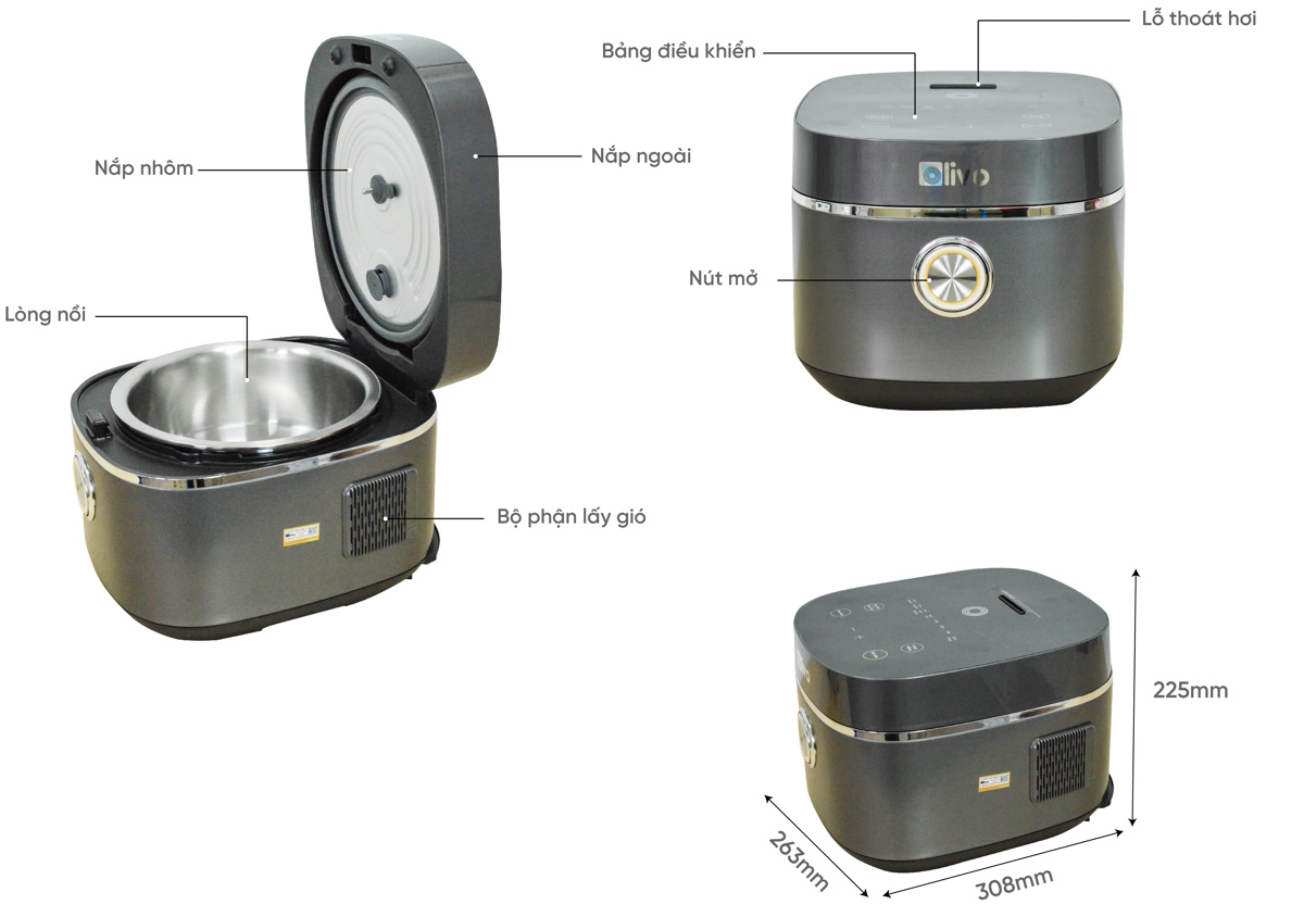 Cấu tạo của nồi cơm điện Olivo RC86