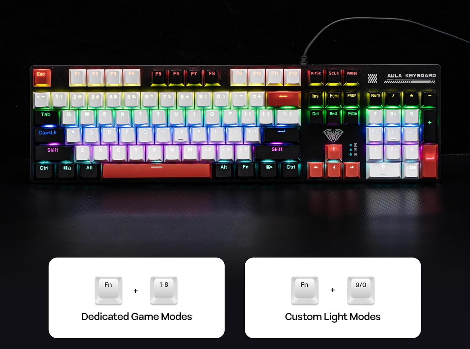 LED RGB 20 hiệu ứng – Làm nổi bật góc chơi game Bàn phím Aula S500