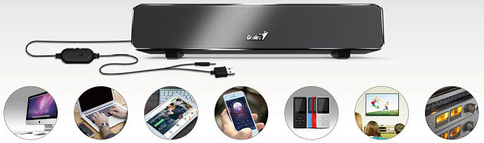 Loa Genius 100 trang bị jack 3.5mm phổ biến Loa Genius 100