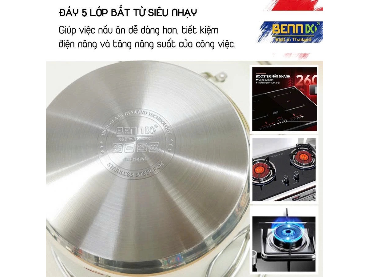 Nồi luộc gà có đáy 5 lớp bắt từ siêu nhạy Nồi luộc gà