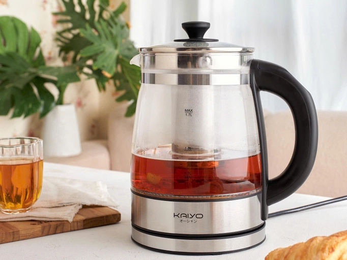 Ấm siêu tốc thủy tinh có lưới lọc trà Ấm siêu tốc thủy tinh