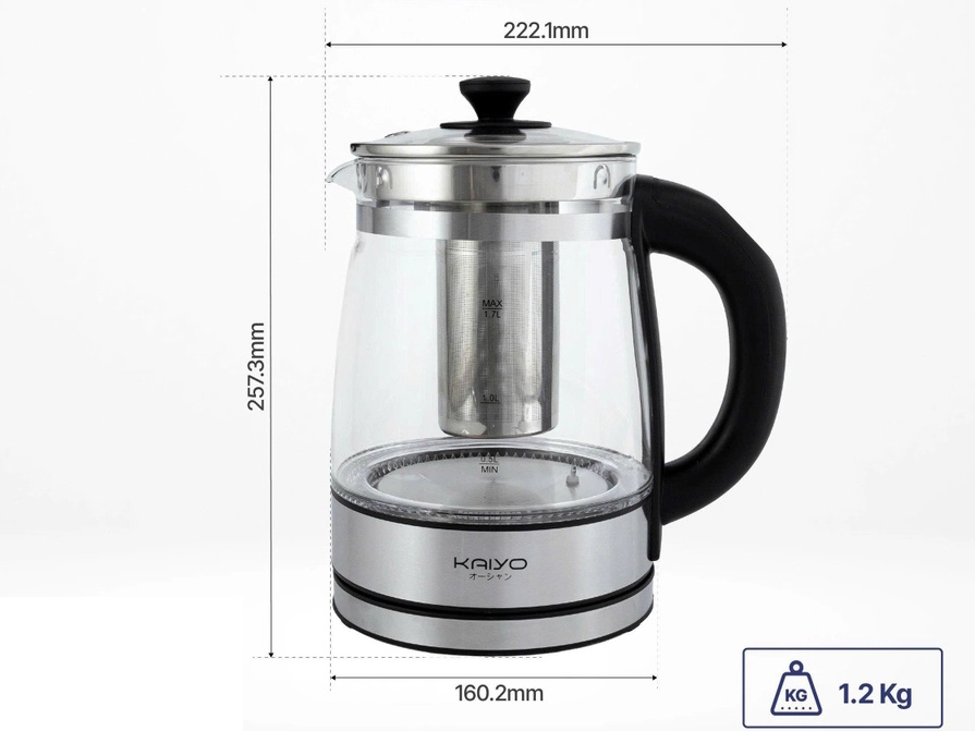 Ấm siêu tốc thủy tinh Kaiyo KEK-0627 Ấm siêu tốc thủy tinh Kaiyo KEK-0627