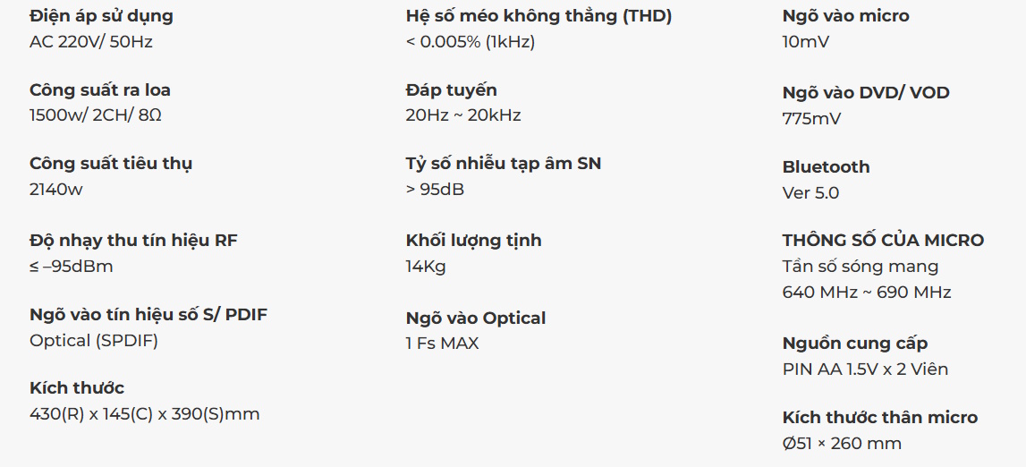 Amply karaoke tích hợp vang số và micro không dây Paramax AX-1000