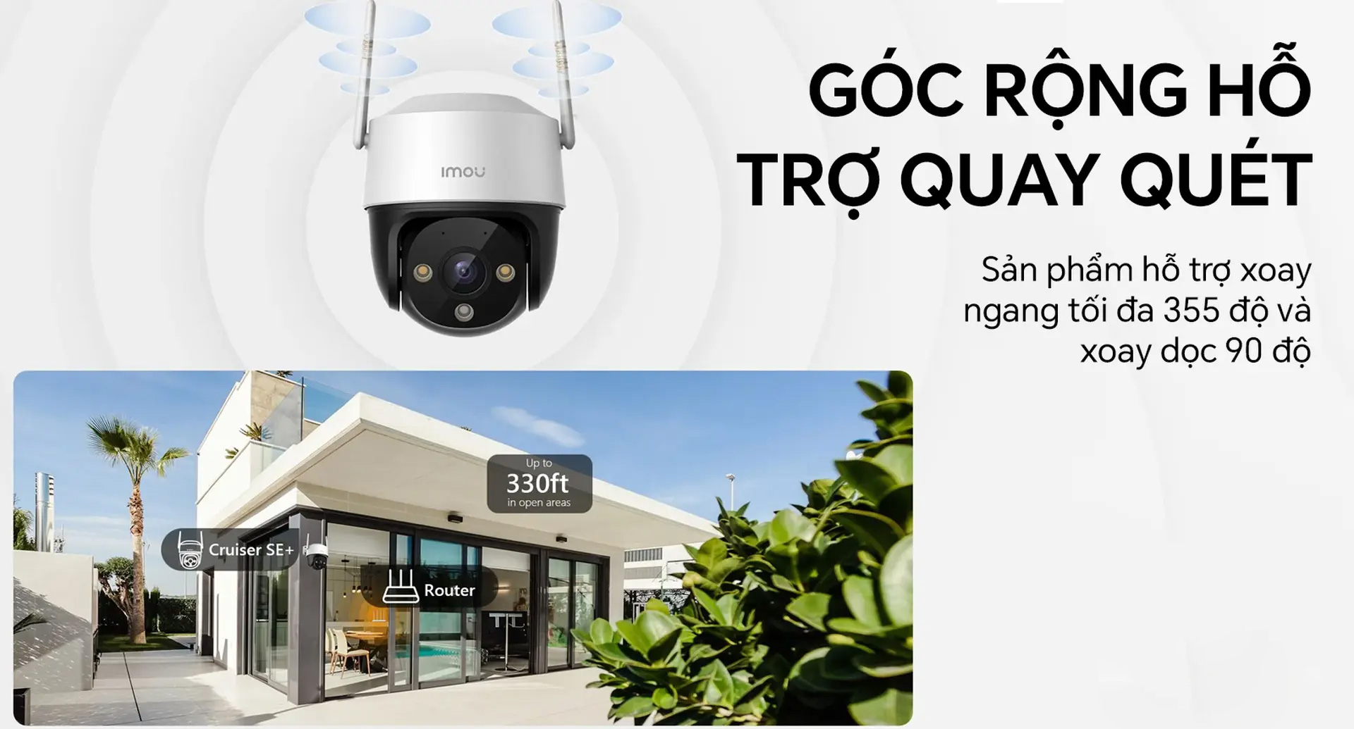 Quay quét linh hoạt – Quan sát toàn cảnh, không điểm mù Camera wifi IMOU IPC-S51FEP (Cruiser SE+ 5MP)
