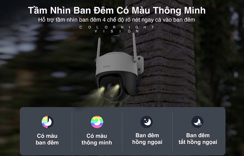 Công nghệ Full Color – Ghi hình ban đêm rõ như ban ngày Camera wifi IMOU IPC-S51FEP