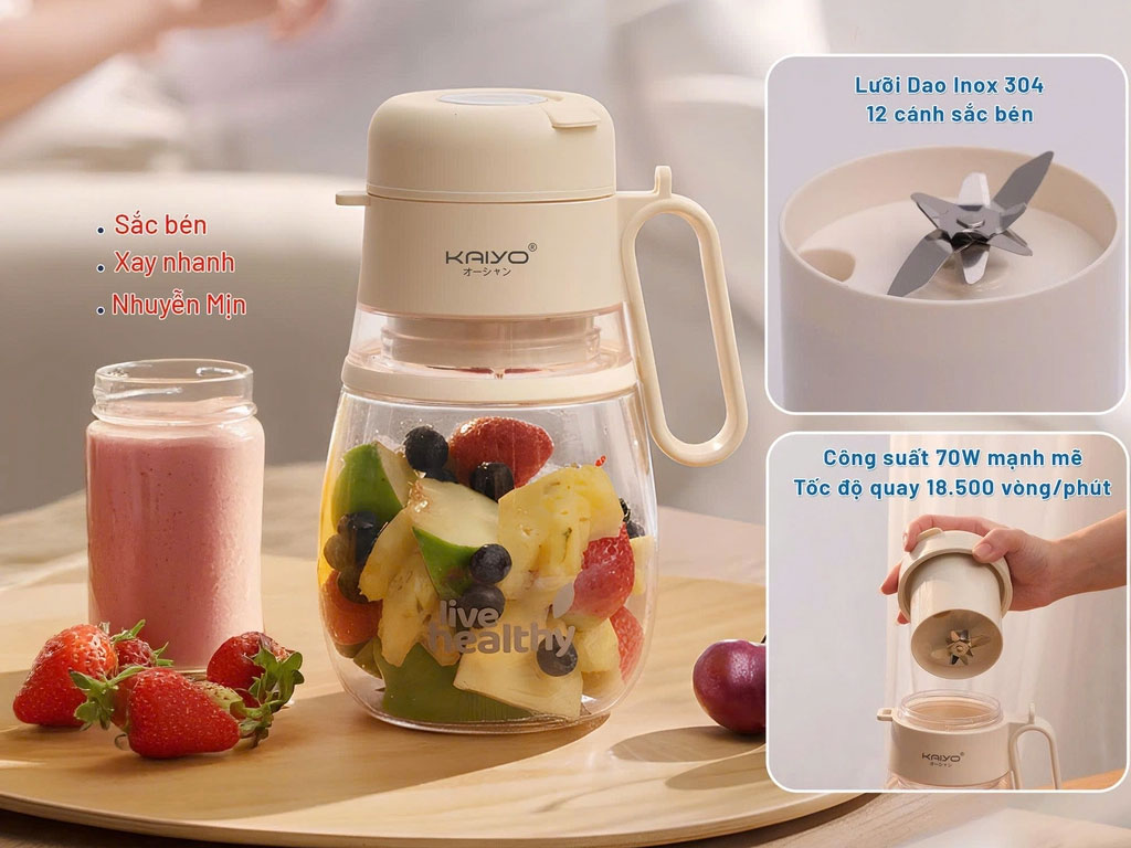 Máy xay sinh tố mini dùng lưỡi dao bằng inox 304 Máy xay sinh tố mini