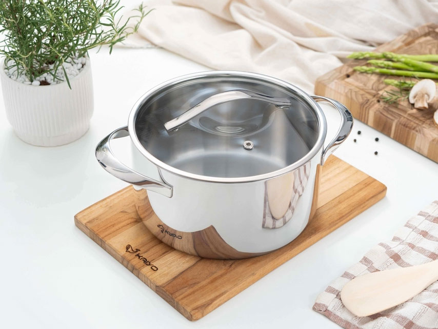 Nồi inox thân đáy liền Tri-Ply Silver Crown KIC-6605 Nồi inox thân đáy liền Tri-Ply Silver Crown KIC-6605