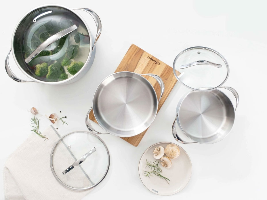 Nồi inox dùng vung kính dễ quan sát Nồi inox 20cm