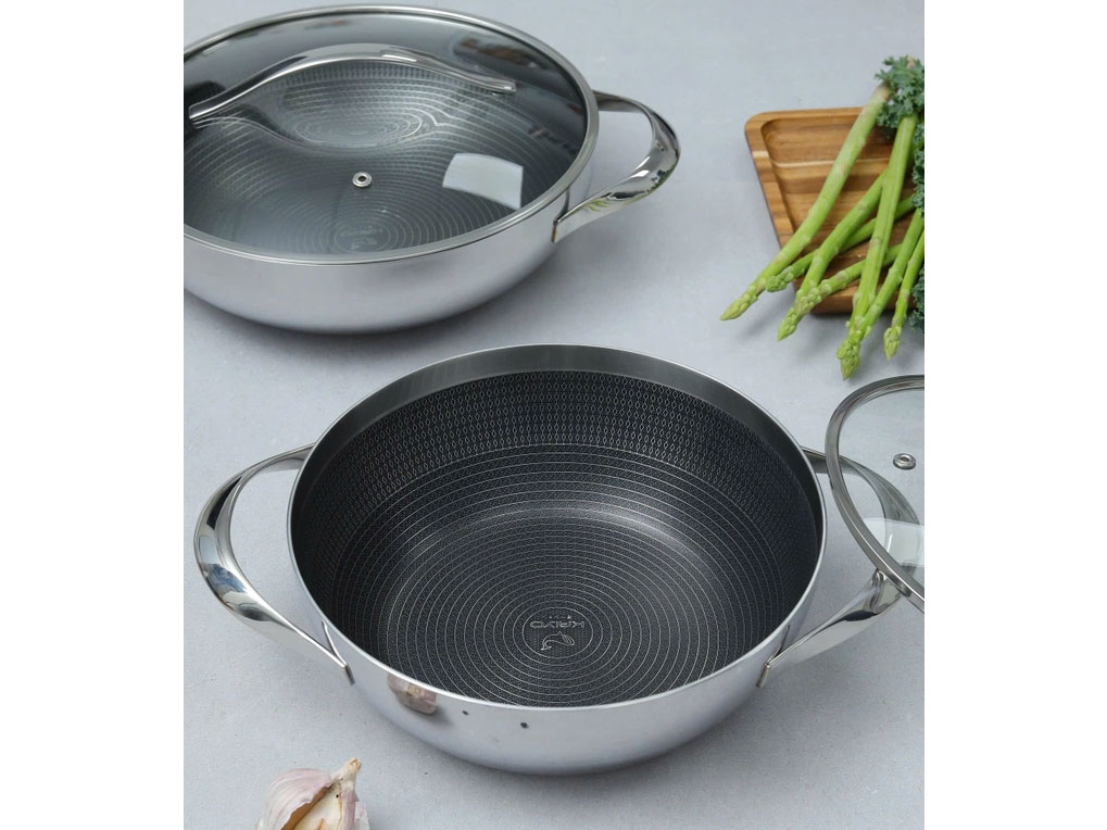 Chảo inox chống dính hoa văn nổi thân đáy liền  