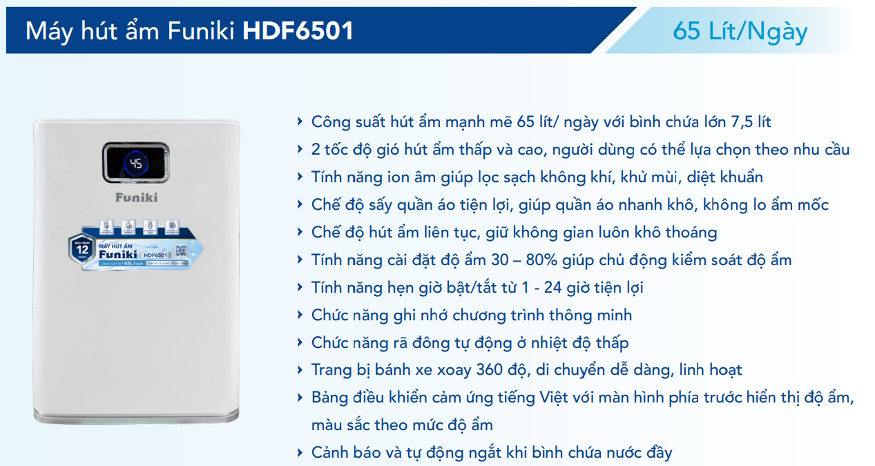 Máy hút ẩm Funiki HDF6501 