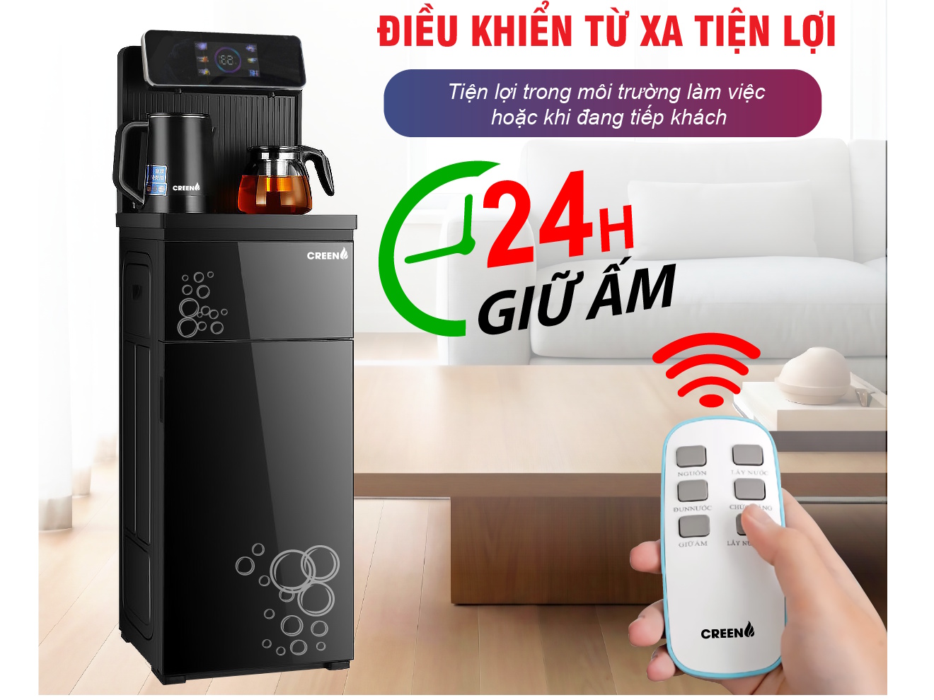 Cây nước nóng kết hợp bàn trà pha cà phê 