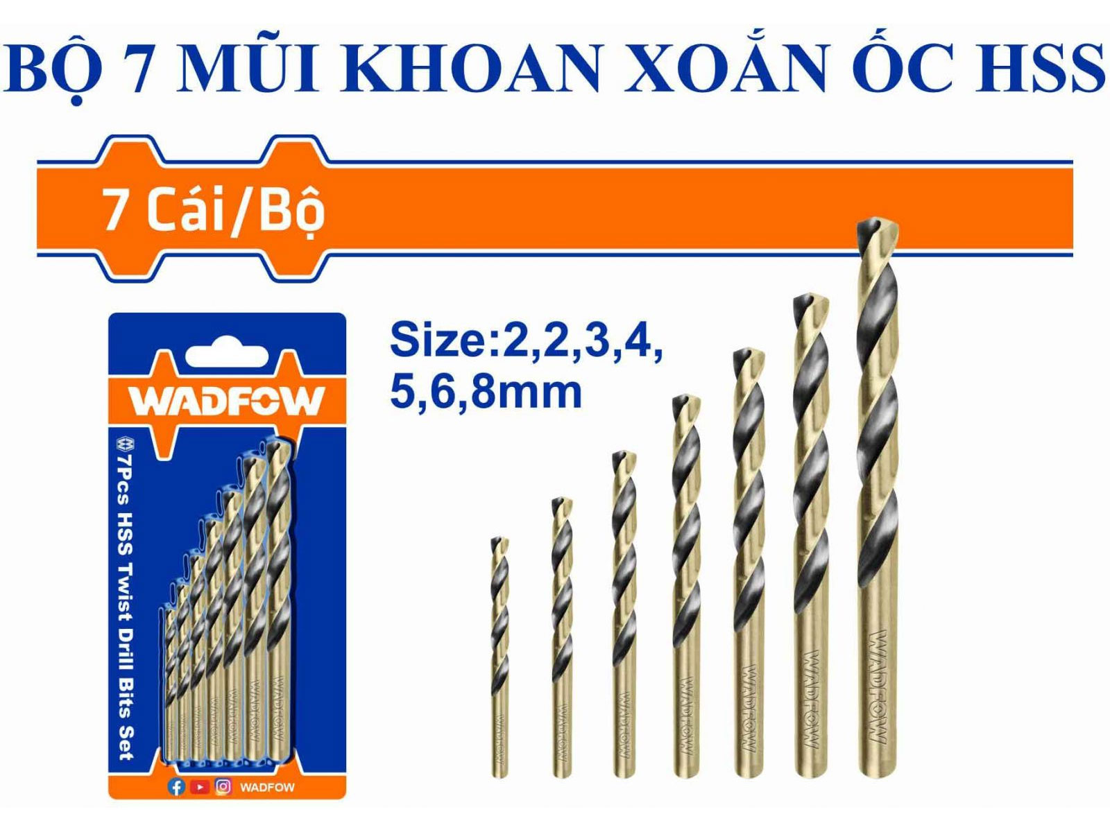 Bộ mũi khoan xoắn ốc WadFow 