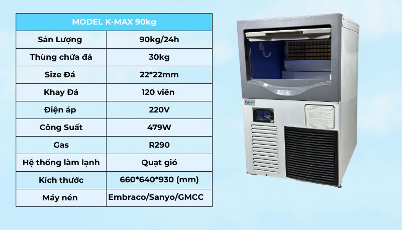 Máy làm đá viên K-Max KM-260 (Công suất 90kg/ngày)
