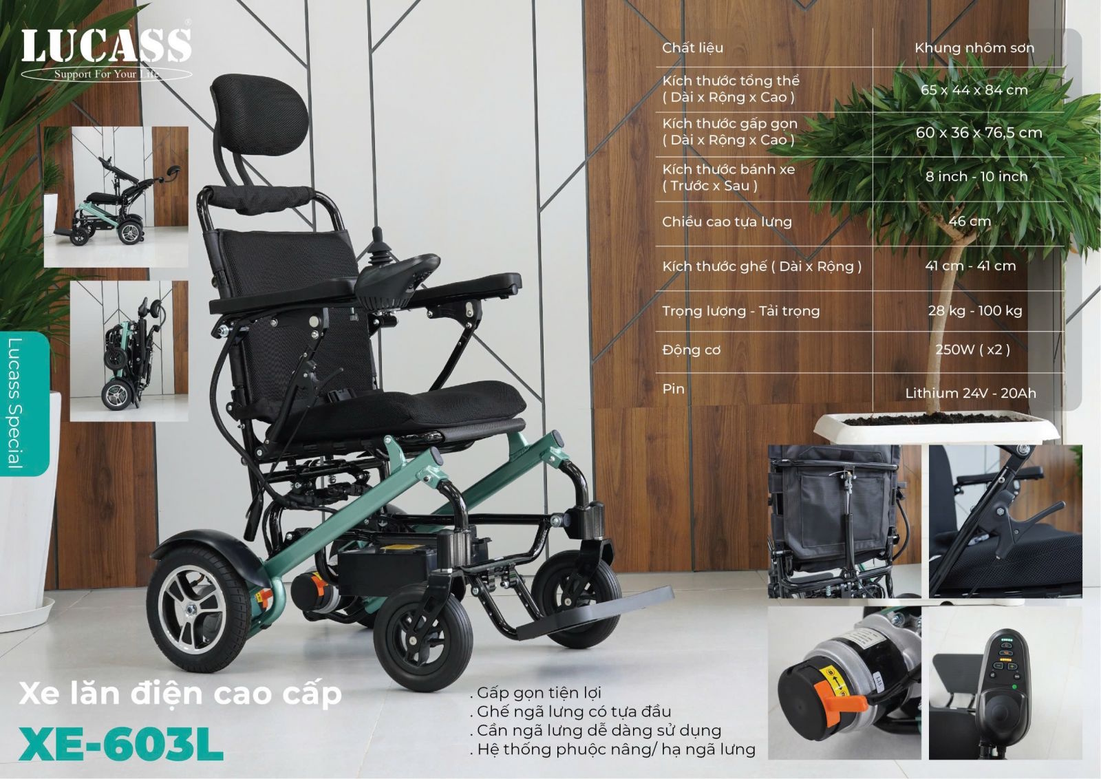 Xe lăn điện cao cấp Lucass XE-603L