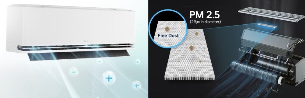 Hệ thống lọc bụi mịn PM2.5 và Ionizer++ – Bảo vệ sức khỏe LG IDC09M2