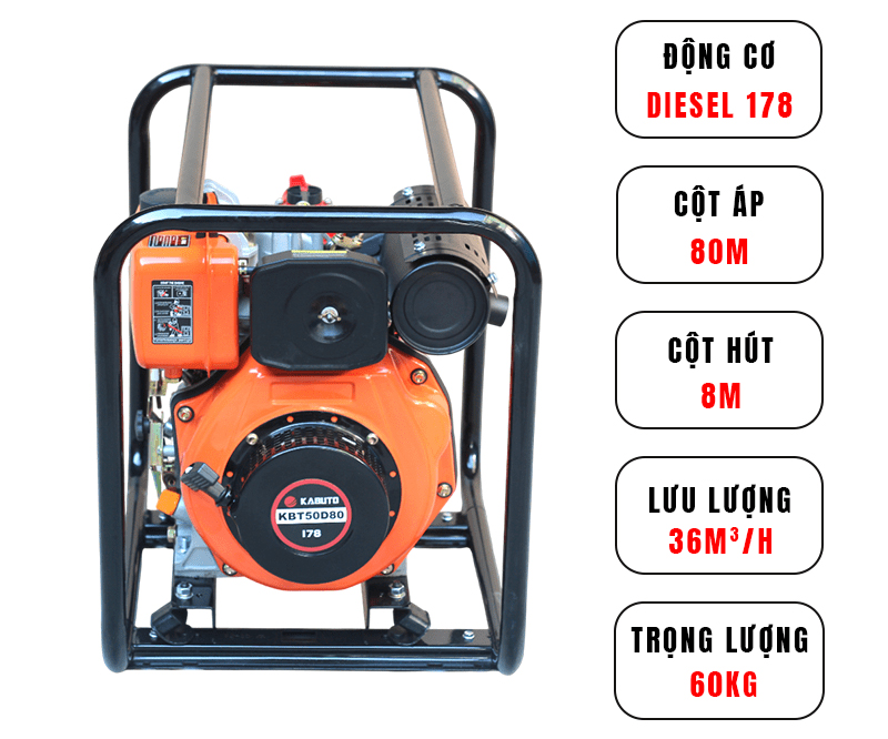 Máy bơm nước chạy dầu Diesel Kabuto KBT50D80