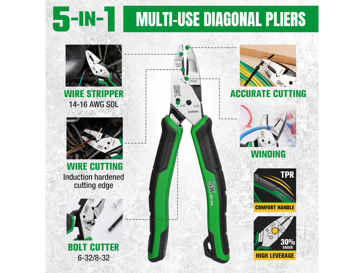 Kìm cắt chéo 5 trong 1 Bộ kìm SK Tools