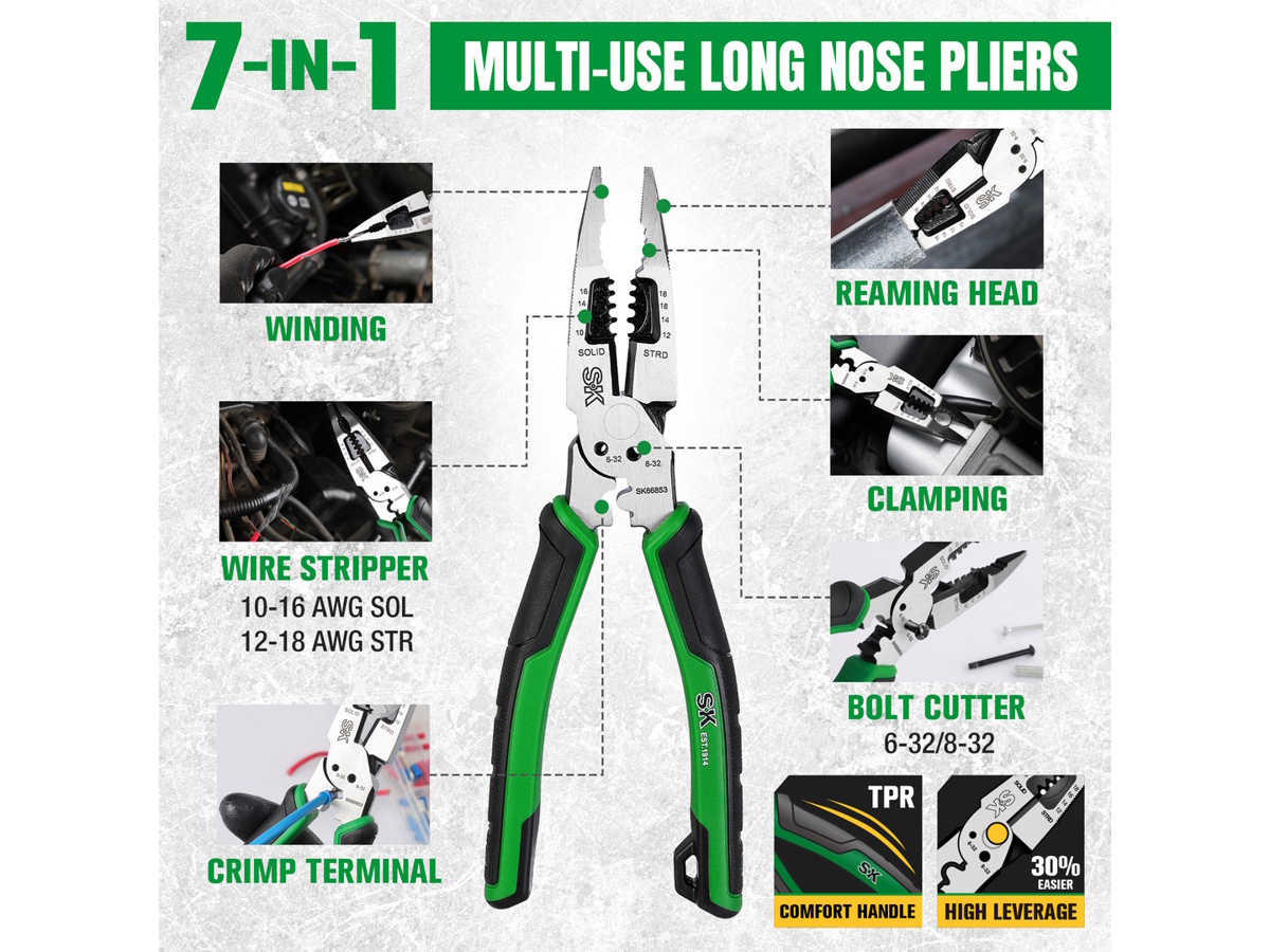 Kìm mũi dài 7 trong 1 SK Tools SK01326