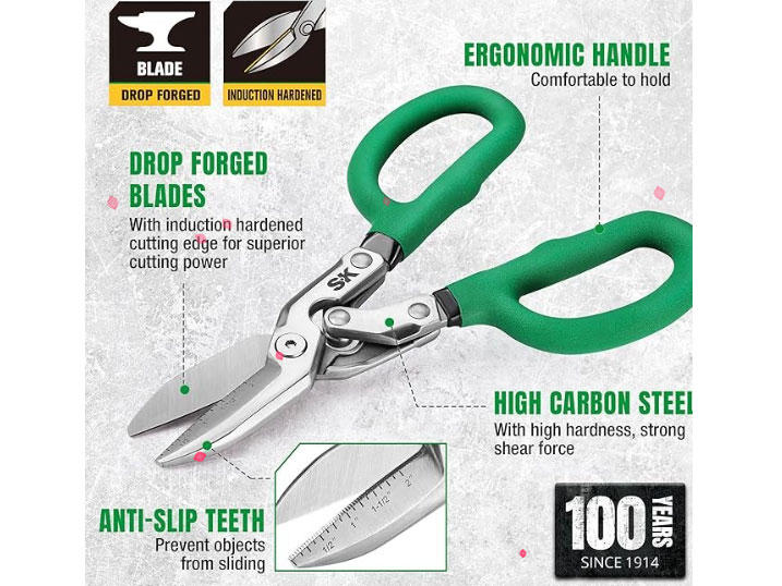 Kéo cắt tôn cộng lực tay cầm phủ 8 inch SK Tools SK02411