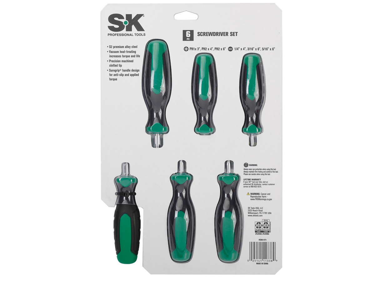 Bộ tô vít Phillips dẹt 6 chi tiết SK Tools SK01373 Bộ tô vít Phillips dẹt 6 chi tiết SK Tools SK01373