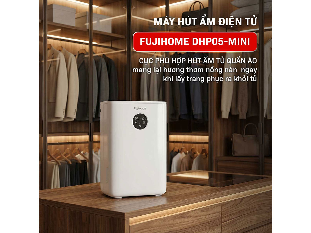 Máy hút ẩm bán dẫn tích hợp lọc không khí Fujihome DHP05-MINI Máy hút ẩm bán dẫn tích hợp lọc không khí Fujihome DHP05-MINI
