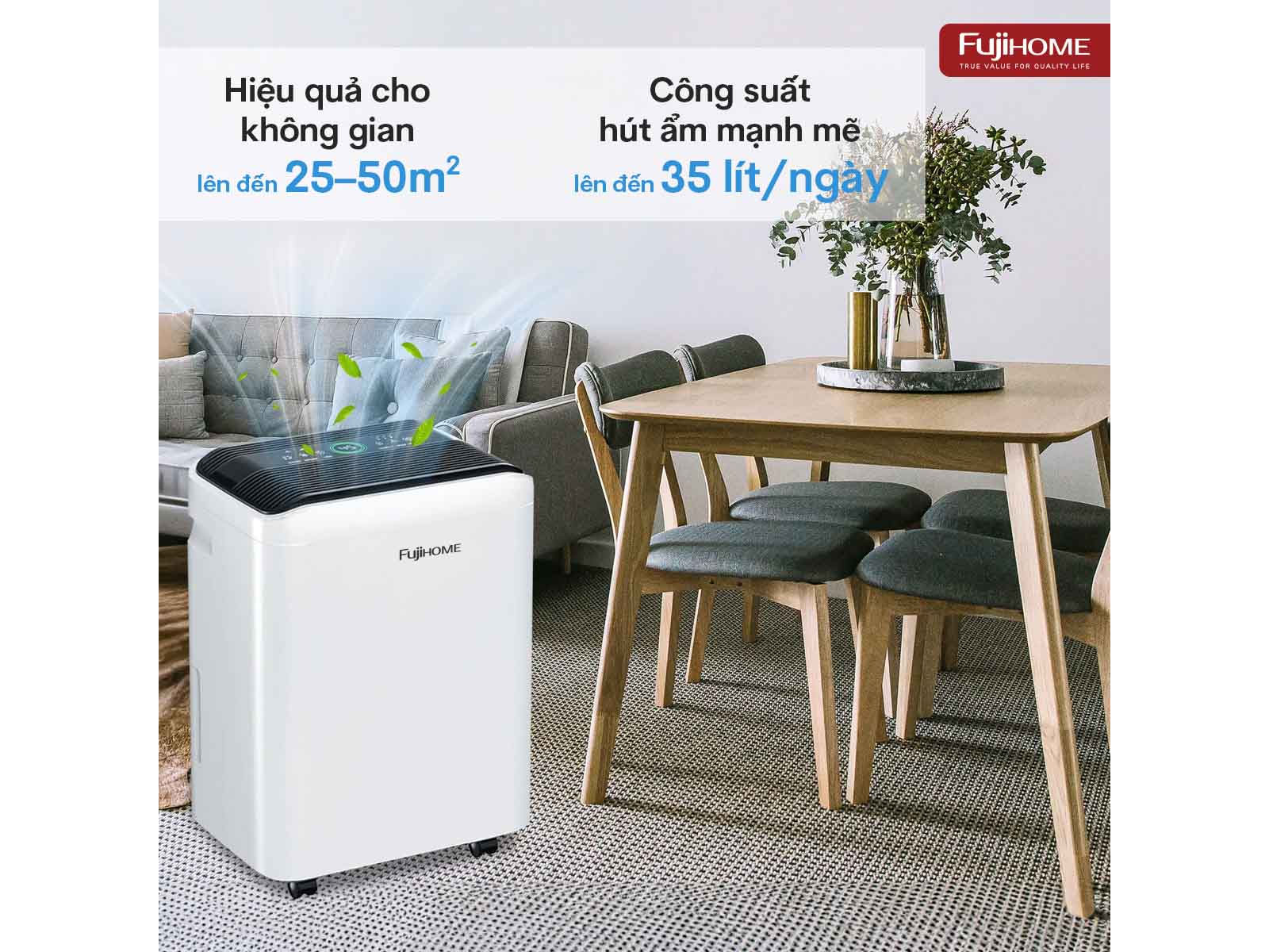 Máy hút ẩm dùng cho diện tích tới 50m2 Máy hút ẩm