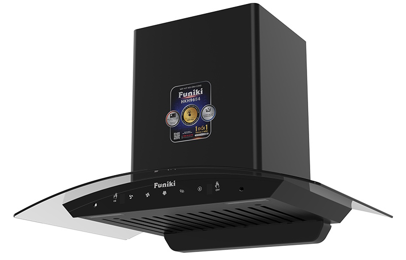 Máy hút mùi kính cong dùng điều khiển cảm ứng Máy hút mùi kính cong