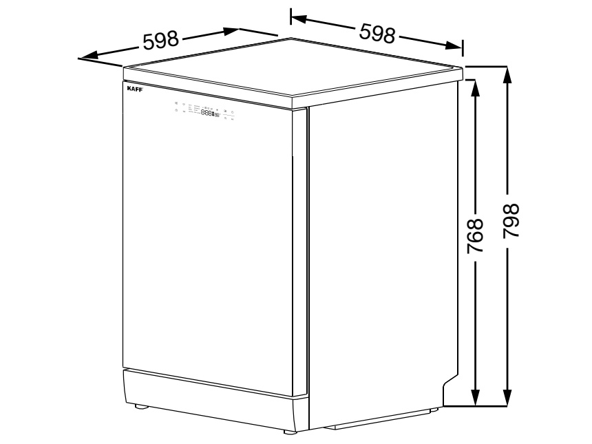 Kích thước của máy rửa chén Máy rửa chén