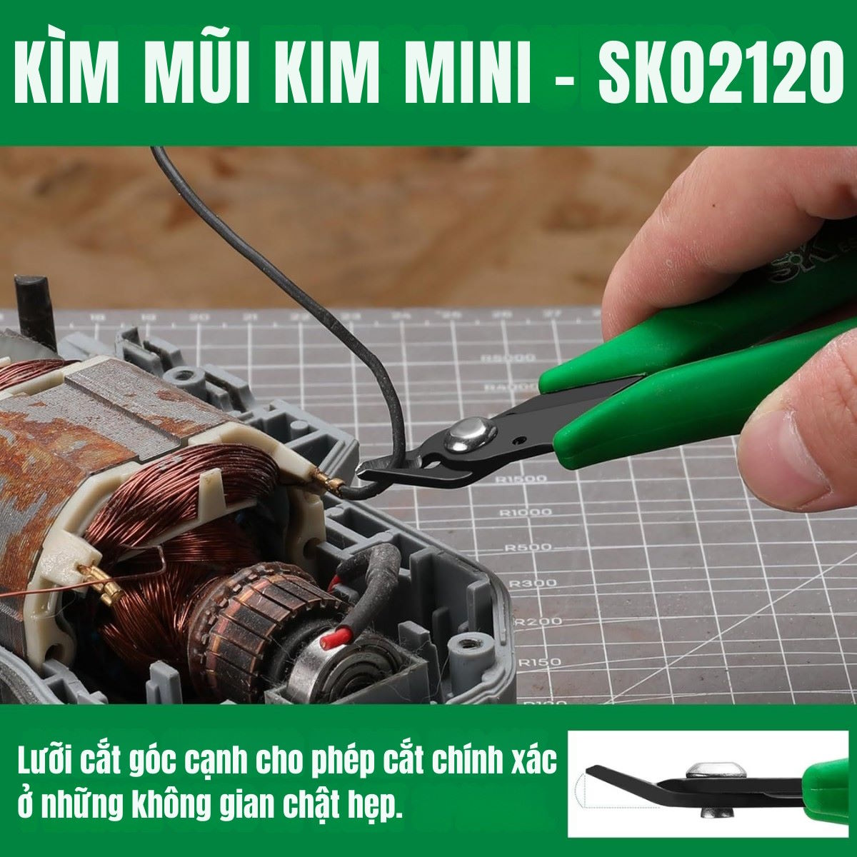 Kìm cắt Mini Flush – Cắt phẳng, gọn, không để mẩu thừa Bộ kìm cắt gọt và kìm mũi nhọn 2 chi tiết SK Tools SK02120