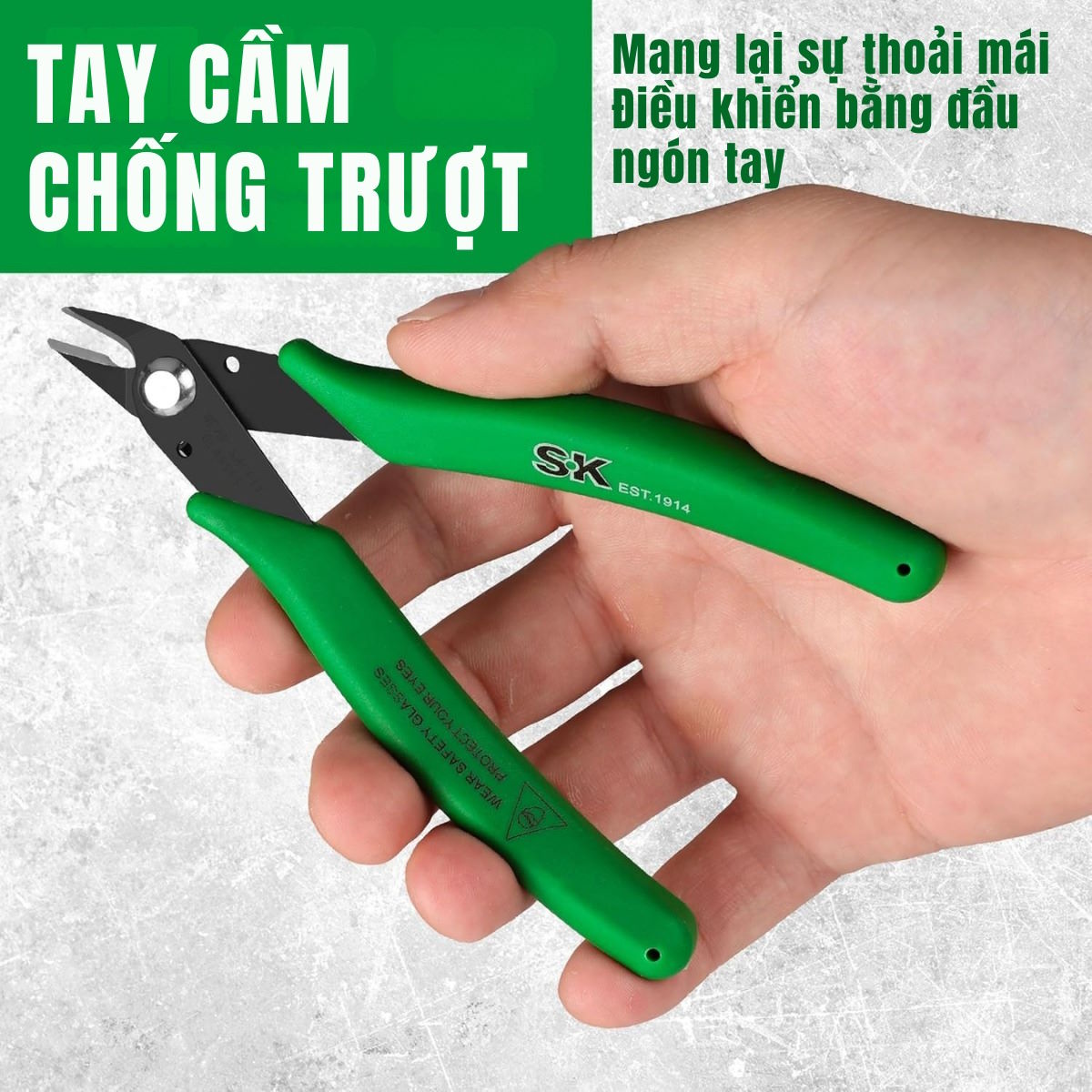 Tay cầm cao su chống trượt – Kiểm soát tối ưu, an toàn tuyệt đối Bộ kìm cắt gọt và kìm mũi nhọn SK Tools SK02120
