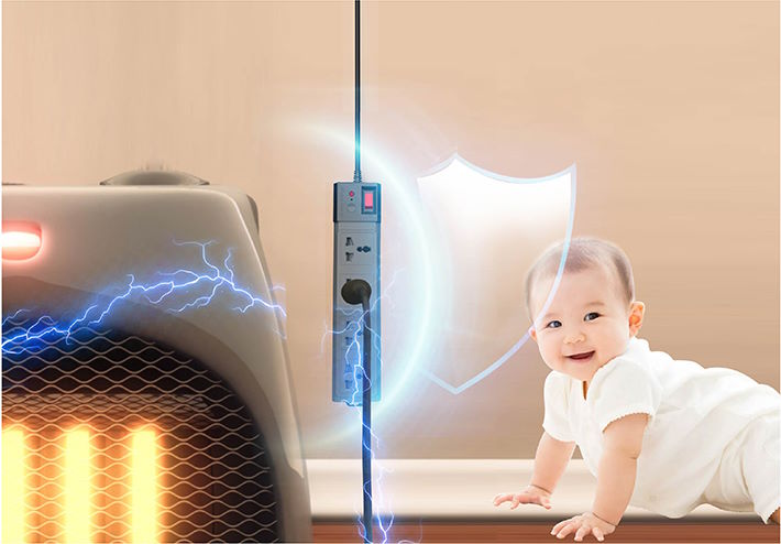 Tự động ngắt điện khi phát hiện dòng rò Ổ cắm đa năng chống giật 3m OC04 4C/3M/10A