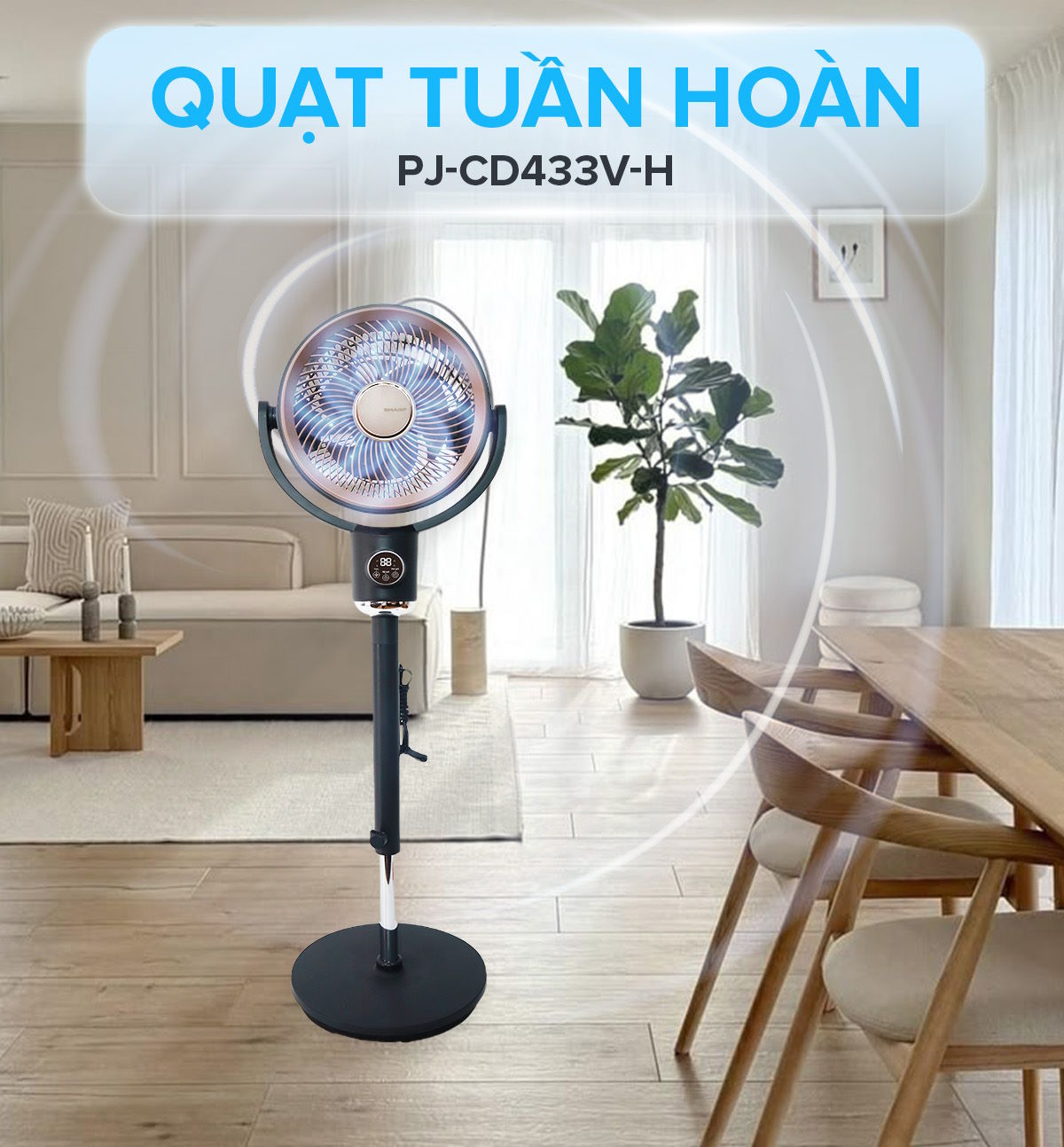 Quạt tuần hoàn Sharp 3 cánh PJ-CD433V-H 20W