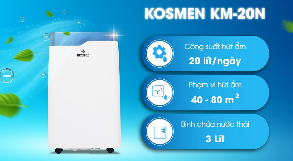 Máy hút ẩm không khí dân dụng Kosmen KM-20N