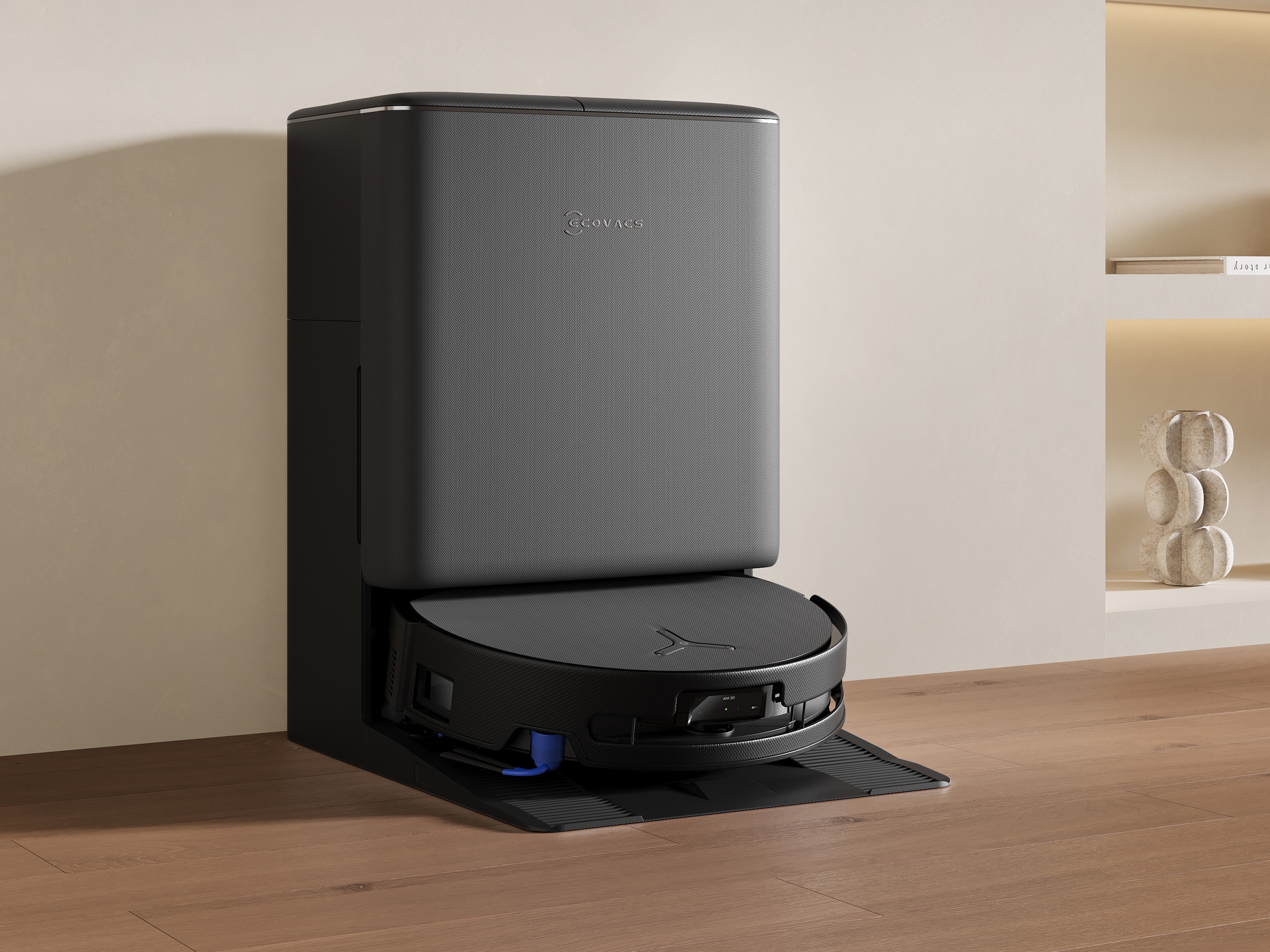 Robot hút bụi lau nhà thông minh có màu đen tinh tế Robot hút bụi lau nhà thông minh