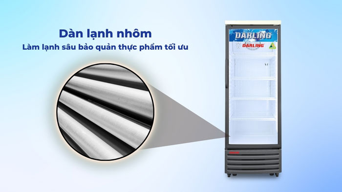 Tủ mát Darling DL-2800A sử dụng dàn lạnh bằng nhôm bền bỉ