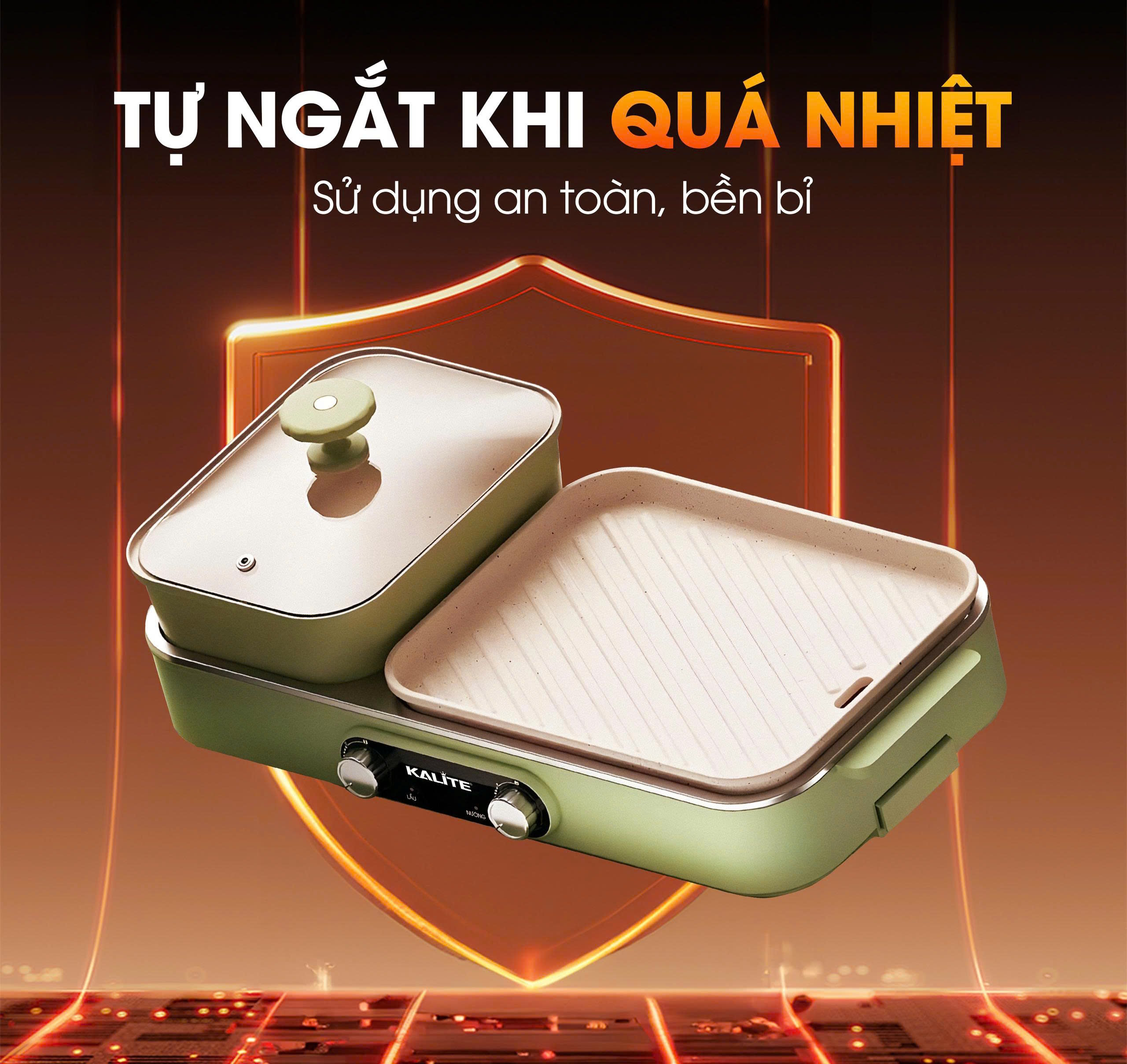 Tự ngắt khi quá nhiệt – An tâm sử dụng Lẩu nướng 2in1 Kalite