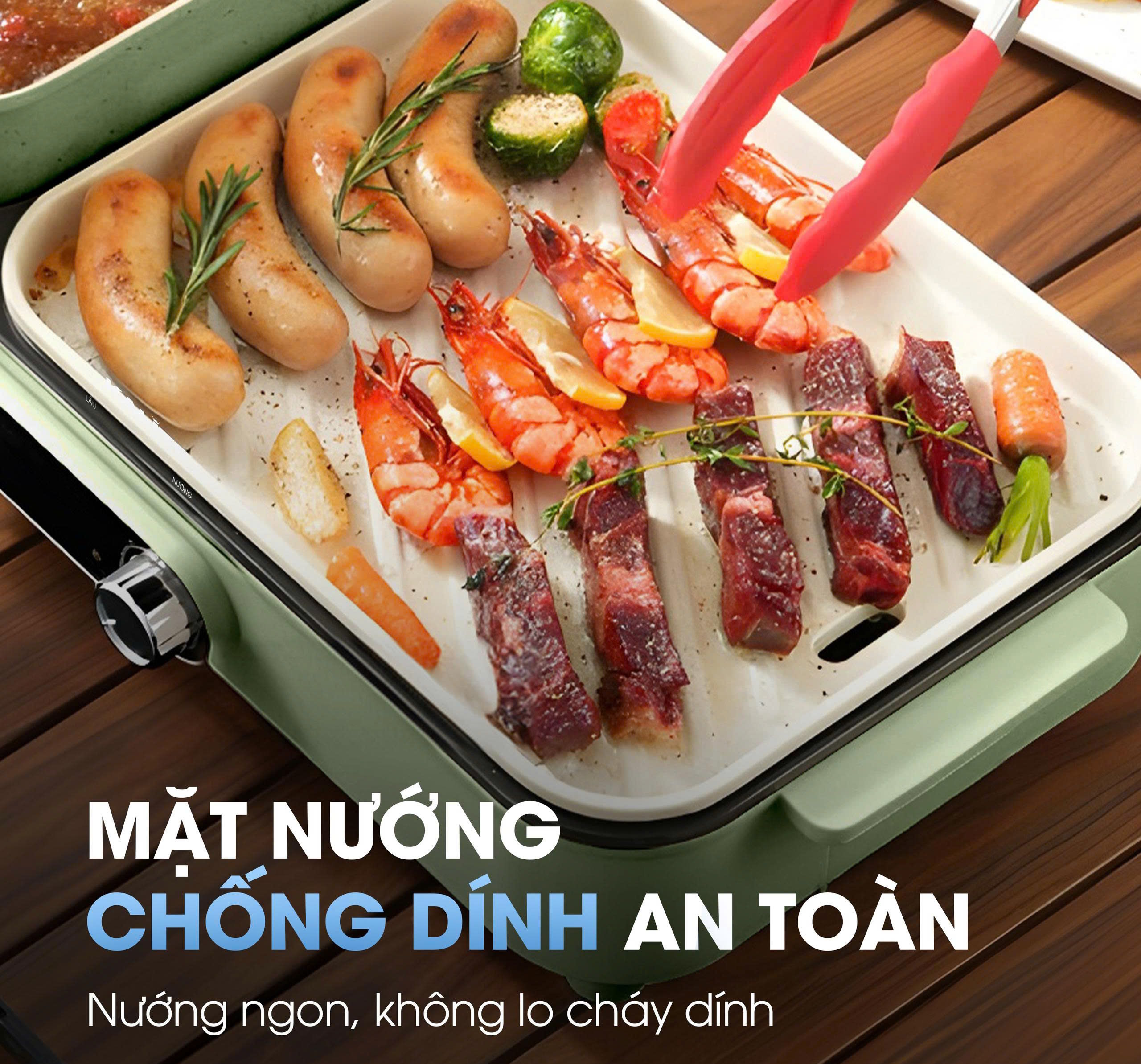 Mặt nướng chống dính Ceramic – An toàn và dễ vệ sinh Lẩu nướng Kalite KLG333