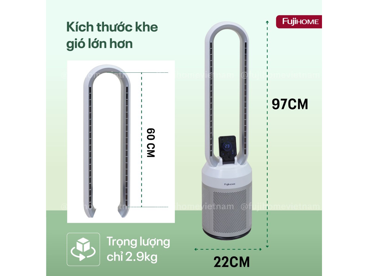 Quạt không cánh tích hợp lọc không khí  