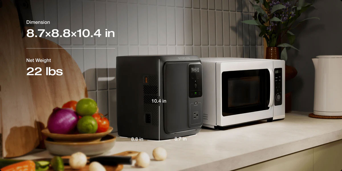 Trạm sạc dự phòng EcoFlow có kích thước gọn gàng Trạm sạc dự phòng EcoFlow