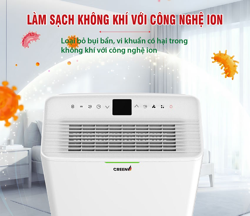 Công nghệ ION – Lọc không khí, bảo vệ hệ hô hấp Máy hút ẩm Creen CR-DE30