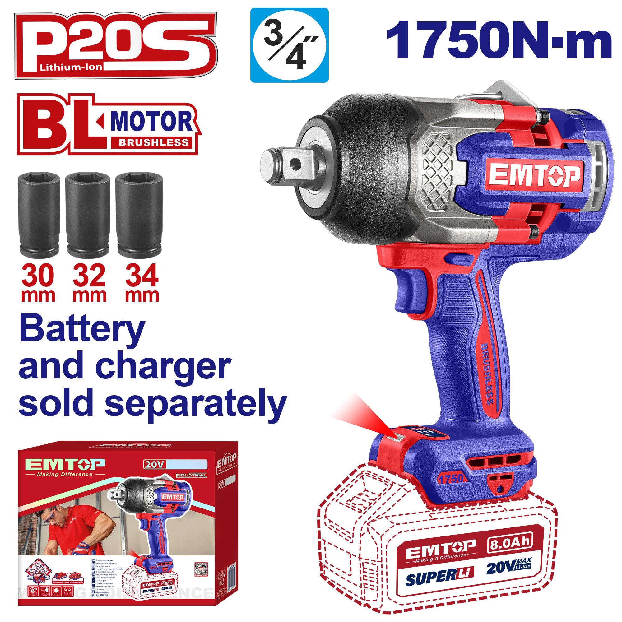 Máy siết bu lông pin 20V ECIWL201751