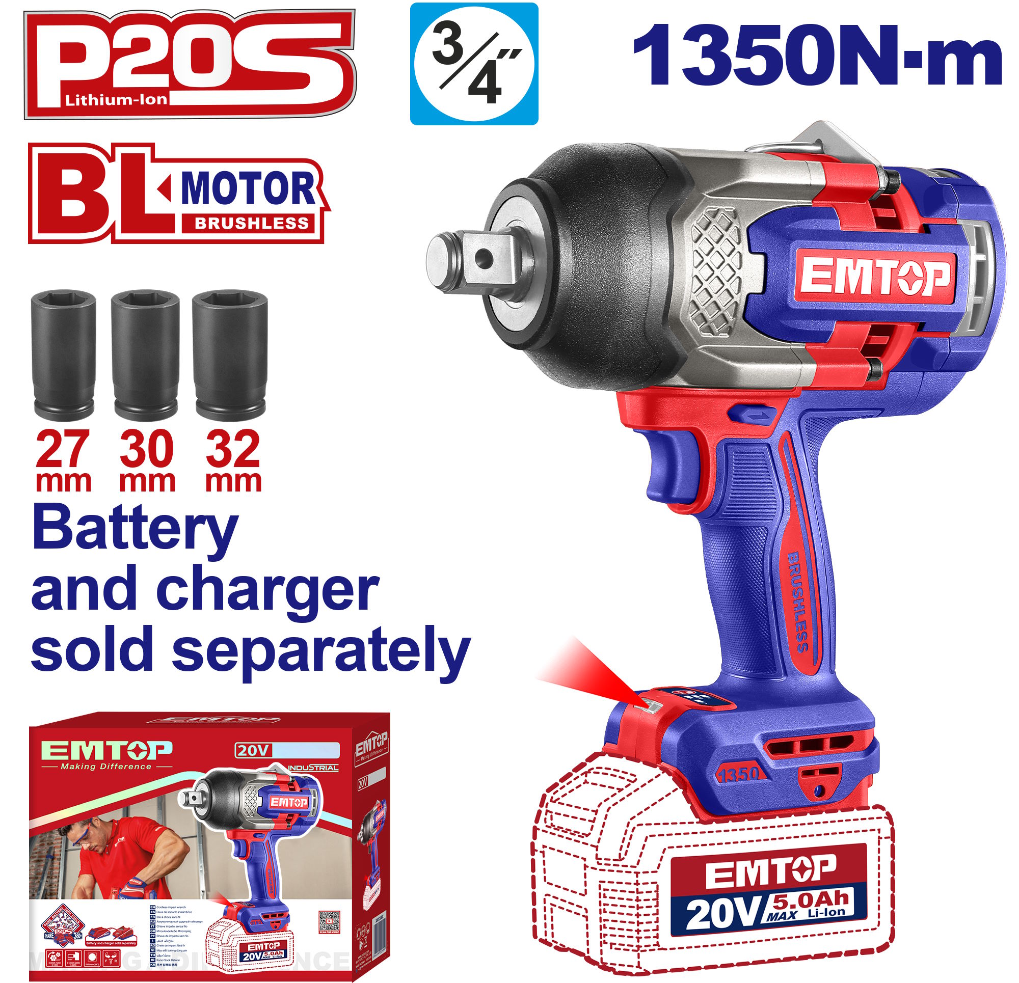 Máy siết bulong pin 20V ECIWL201351