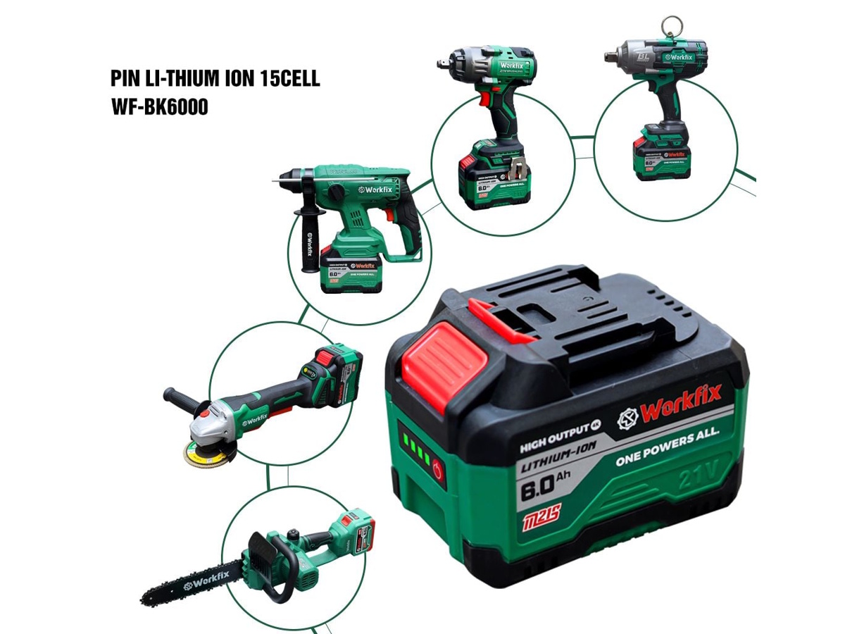 Pin sạc Lithium ion Workfix 6000mAh, 21V (WF-BK6000)