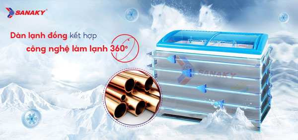 tủ đông Sanaky VH-3899K sử dụng dàn lạnh bằng đồng